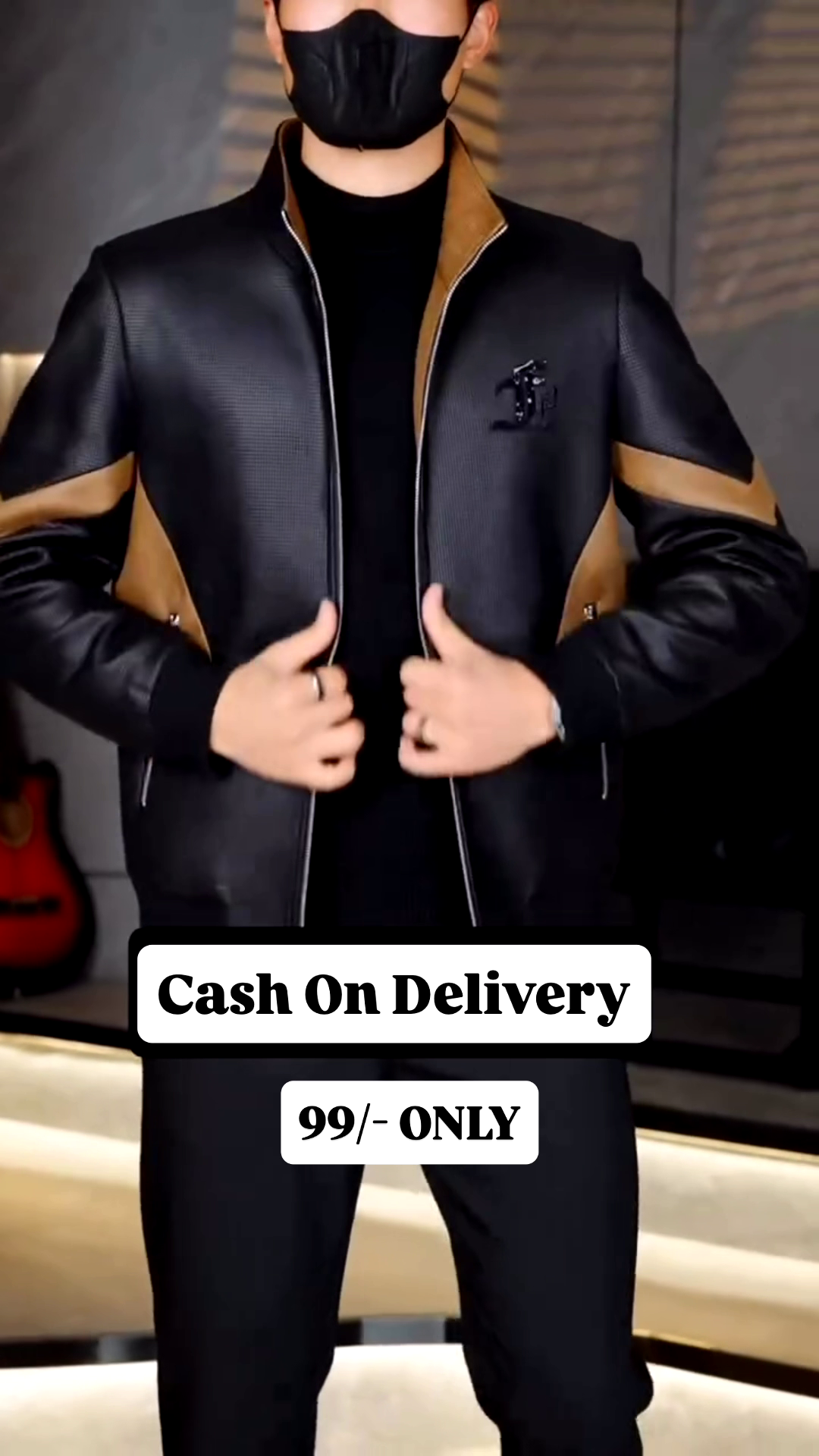 Premium Black & Tan Designer Winter Jacket for Men